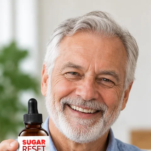 A customer in a denim shirt holding Sugar Reset
